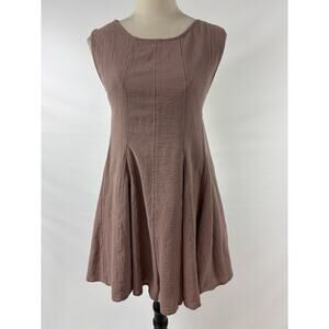 Free People Romper Mushroom Brown Large Low Scoop Back Pockets Sleeveless